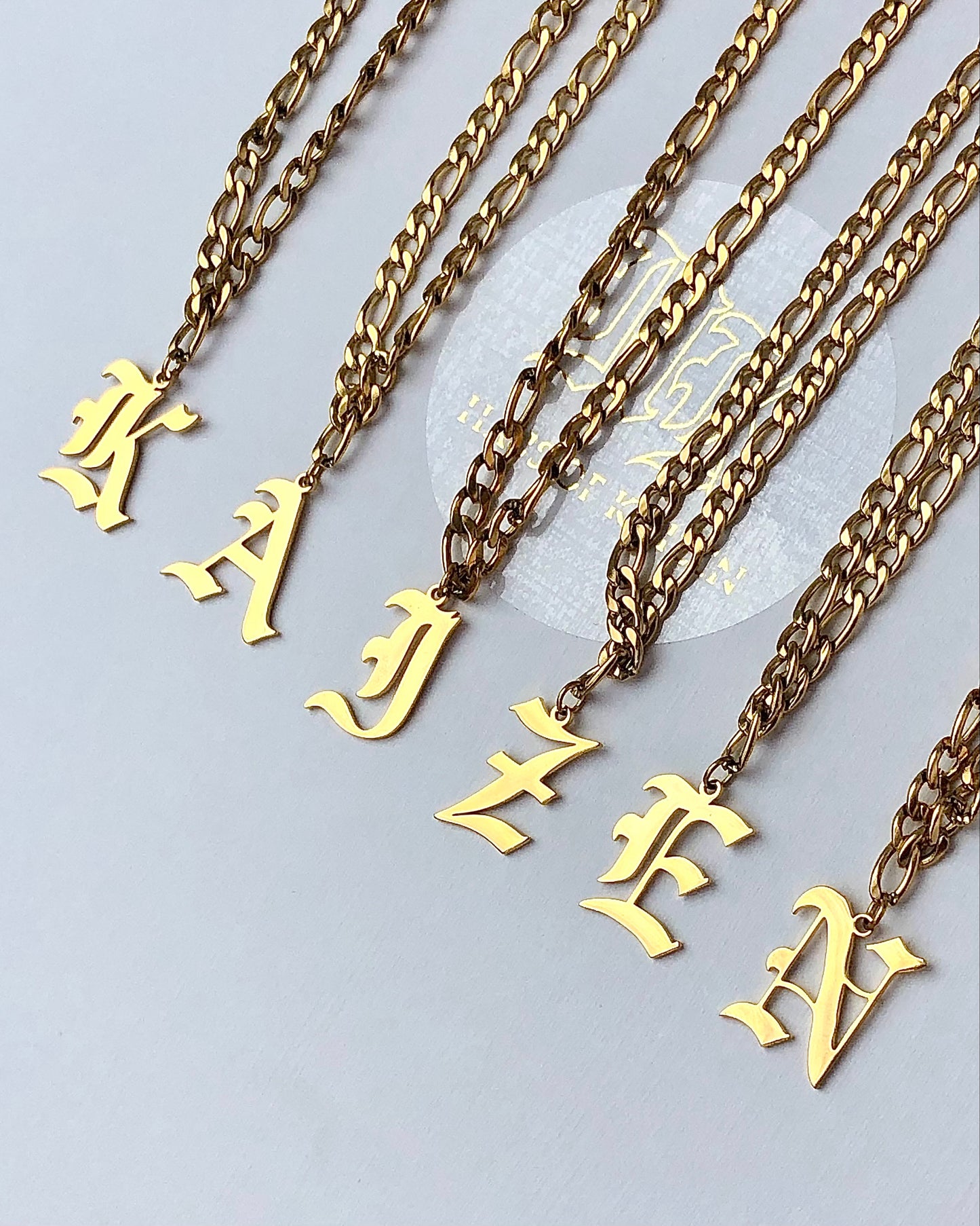 Gothic Script Initial Necklace