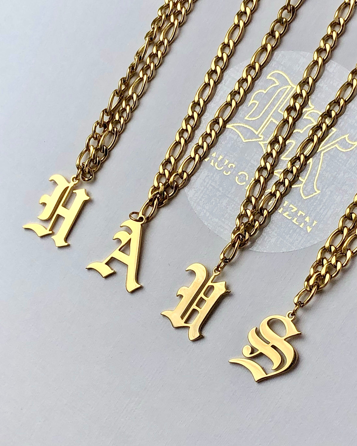 Script Initial Gothic Script Initial Necklace – HAUS OF KAIZEN