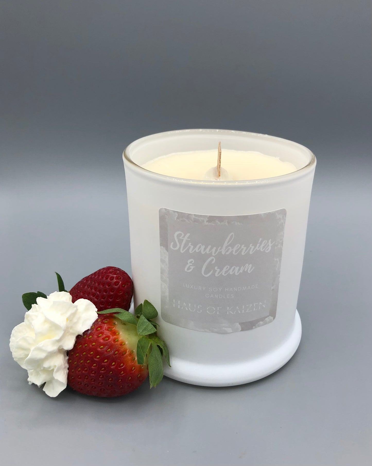 Strawberries & Cream Scented Hand-Poured Soy Wax Candle